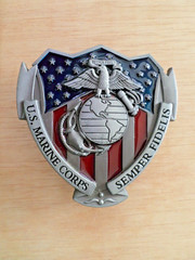 USMC Semper Fidelis US MARINE CORPS Belt Metal Buckle with Red & Blue Enamel