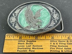 Siskiyou 1991 Metal Belt Buckle Eagle On Turquoise Buckle USA