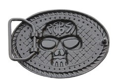 Men Women Buckle Silver Skull Skeleton Halloween Black Detail Big Size GothicBik
