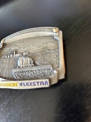 Vintage Collectible Fusion Flexstar Farm Glasses Silver Tone Metal Belt Buckle