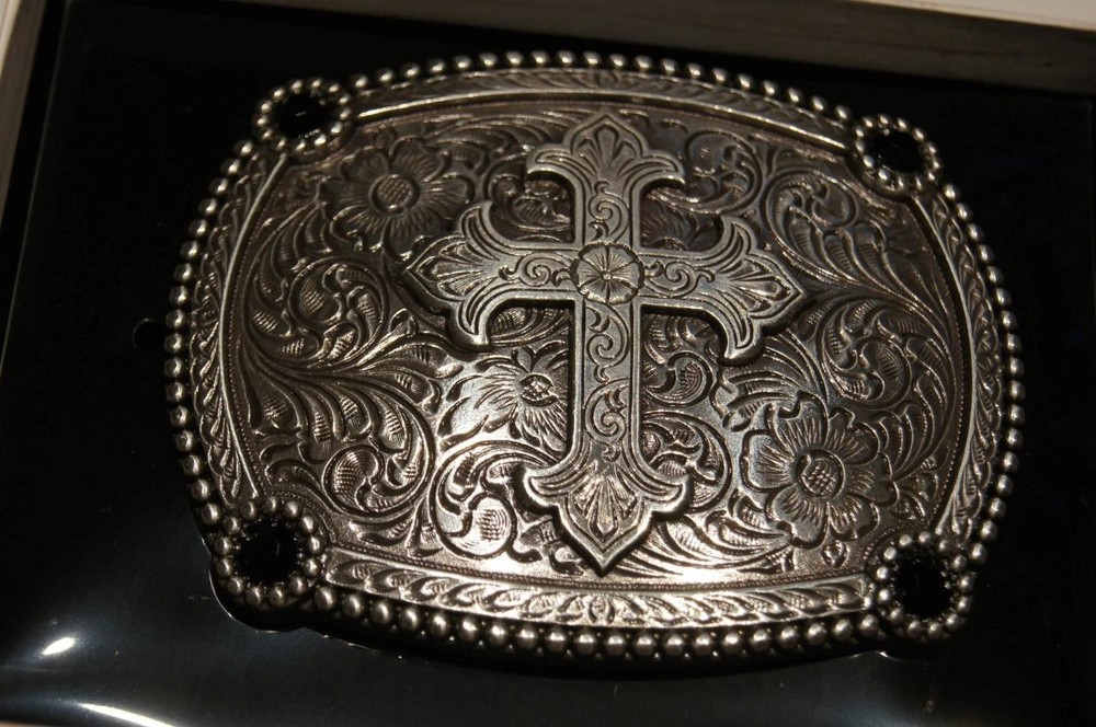 Blazin Roxx M&F Western FLORAL CROSS ACC BELT BUCKLE 37940