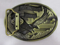 American Pride Eagle and Flag Patriotic Western Belt Buckle