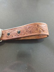 Justin Leather Belt Size 22 Brown Tooled Champion Buckle Western Rodeo 811BR GB3
