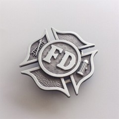 Antique Silver Vintage Style Fire Fighter Dept Hero Belt Buckle