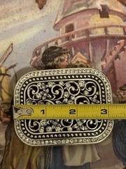 Rhinestone Belt Buckle Rectangle Floral Silver Bling Filigree Accents