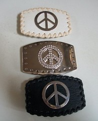 Men&rsquo;s Fashion Silver Finish Peace Sign Hip Hop Buckle No Belt