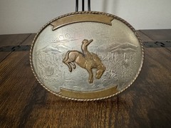 Irvine & Jachens Inc. Cowboy Belt Buckle, German Silver