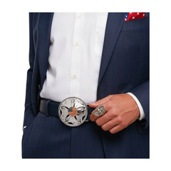 Men Women Silver Metal Buckle Spinning USA Flag United States America Hip Hop