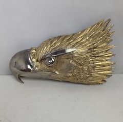 Vintage 1971 Sandy Val Pewter Eagle Head Belt Buckle Gold Silver Tone 3D Large