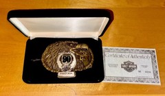 Vintage Harley Davidson 90Th Anniversary Brass Belt Buckle #898 1992