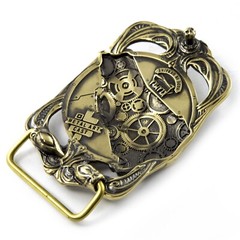 Belt buckle Steampunk Wolf, Solid brass sculptural victorian art wolf belt buckl