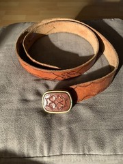 Shambu Belt And Buckle. Flower design, light brown and very unique