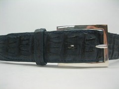 GENUINE HORNBACK CROCODILE BELTS 1-3/8&Prime; WIDE, AND SILVER 925 SOLID BUCKLE U.S.A.