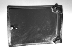 French Enameled Tricoloure Black White Red Flag on Silver Tone Belt Buckle
