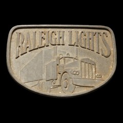 Belt Buckle Vtg Raleigh Lights Semi Truck 18 Wheeler Pewter Tobacco Cigarettes