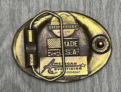 Vintage Aluminum Brick Glass Workers Union Belt Buckle Gold Tone USA AFL CIO