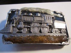 1986 LOCOMOTIVE TRAIN THEME BELT BUCKLE VERY HEAVY – GW-14