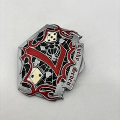 Lucky Seven Belt Buckle Red Black Dice Spider Web Spade Heart