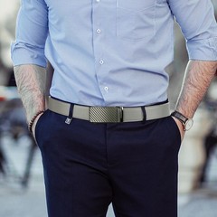 Drowsmen Leather 36&Prime;-42&Prime; Waist Adjustable, Carbon Fiber Gray/Grey Belts