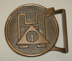 VINTAGE Mystery Belt Buckle Brass Masonic? Made in USA