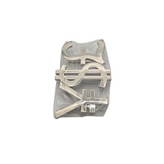 Chrome Currency Symbols Belt Buckle Dollar Pound & Yen Signs Metal Finish 4x2in