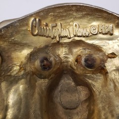 CHRISTOPHER ROSS LION HEAD 1984 GLASS EYES BUCKLE & RED BELT 24kt GOLD PLATED