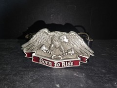 1992 The Great American Belt Buckle Harley-Davidson Born to Ride w/ Leather Belt