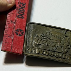 Vintage 1980s 4 Wheeling Jeep Belt Buckle Cast Metal Off Road Trail Riding Gear