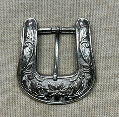 Lot 3 Western Vintage Style Engraved Belt Buckles Silver Tone Floral Scroll