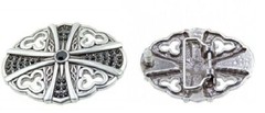 Jet Black Crystal Floral Belt Buckle Silver Interchangeable Clasp GS100327