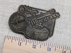 vintage 1970s belt buckle BLUEGRASS country music BRASS banjo WESTERN guitar