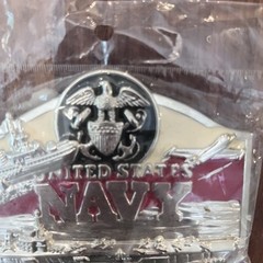 United States Navy Silver Toned Belt Buckle Painted NEW
