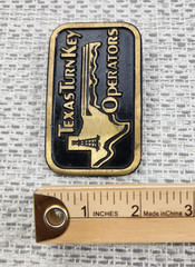 Vintage DynaBuckle Belt Buckle Mens Solid Brass Texas Turn Key Operators Oil