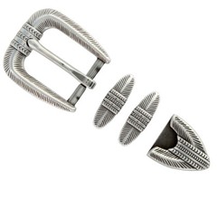 WESTERN COWBOY ANTIQUE ENGRAVED 4 piece Set BELT BUCKLE SET FITS 1 inch wide