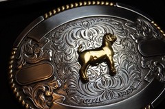 Crumrine Trophy Buckle Oval Goat Ribbons Belt Buckle 38666