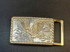 Patriotic Majestic American Eagle Vintage two tone rectangular Belt Buckle