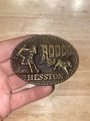 Hesston Rodeo Vintage Belt Buckle Solid Metal Western Collector SOLID METAL 1978