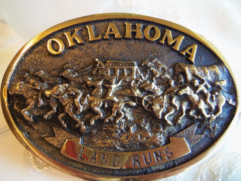 Registered Historical Collection Oklahoma Land Run Belt Buckle Rare in Pouch