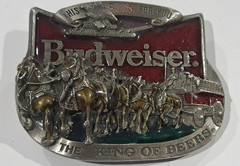 Budweiser King of Beers 1977 Metal Logo Graphic Belt Buckle 1.5 in