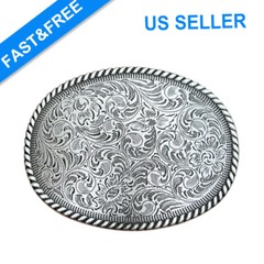 Silvery Belt Engraved Oval Antique Copper Finish Western Cowboy Belt Buckle NEW