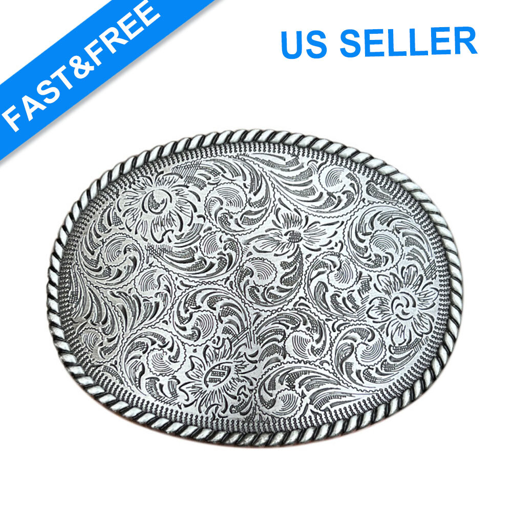 Silvery Belt Engraved Oval Antique Copper Finish Western Cowboy Belt Buckle NEW