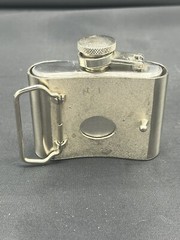 2 oz. Flask with Iron Cross Metal Removable Belt Buckle Alcohol Drink
