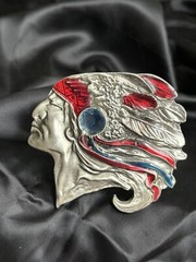 Vintage Chief Belt Buckle By The Great American Buckle Company Chicago 3&Prime;x3&Prime;