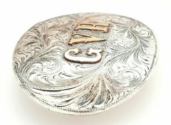 Sterling Silver The Westerner Reno Nevada Belt Buckle GVR Gold Overlay