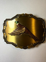 Gold Tone Western Pheasant Bird Belt Buckle Metal Antique Finish 1.75in Fit
