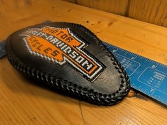 Vintage Leather Beaded Harley Belt Buckle Leather Back 1970s Possibly 1 Of 1