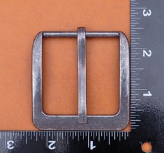 46mm Retro Silver Two-Tone Heavy Square Wide Single Prong Pin Clips Belt Buckle