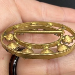 Vintage Paste Stone Buckle Rhinestone Gold Tone