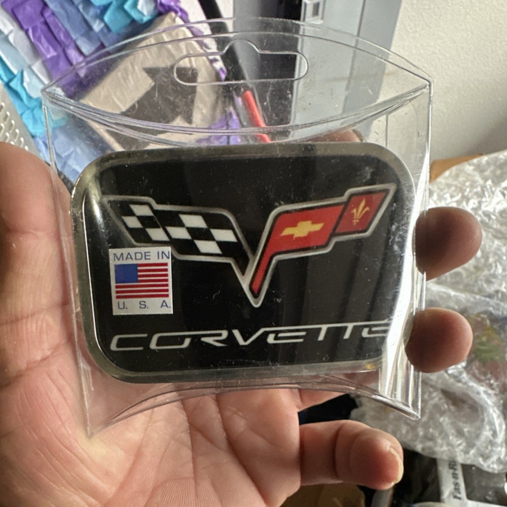 GM Licensed Corvette C6 Rock Star Black Men&rsquo;s Metal Belt Buckle 1.5in USA