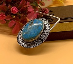 Vintage Western Belt Buckle Turquoise Stone Silver Tone Cowboy Rodeo Boho